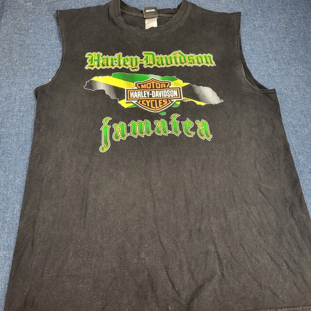 Harley-Davidson Jamaica Sleeveless Muscle Tee Black Graphic Shirt XXL